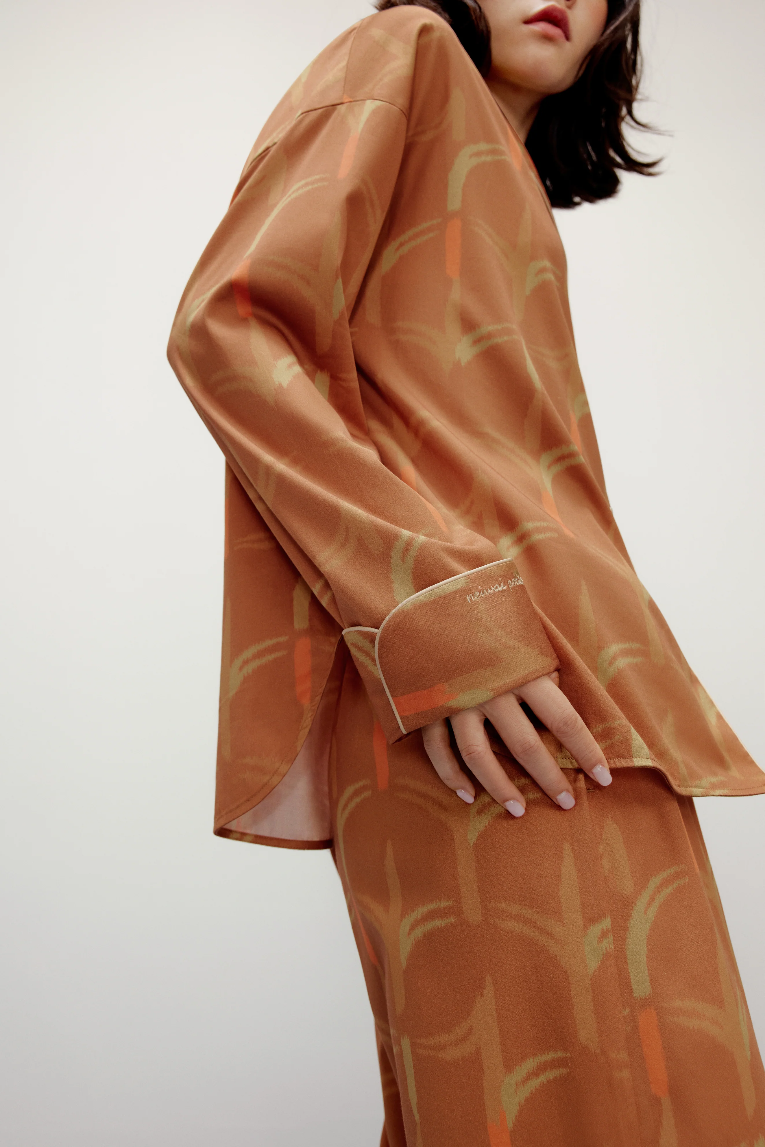 Flower Print Classic Embroidered Pajama Top - Image 4