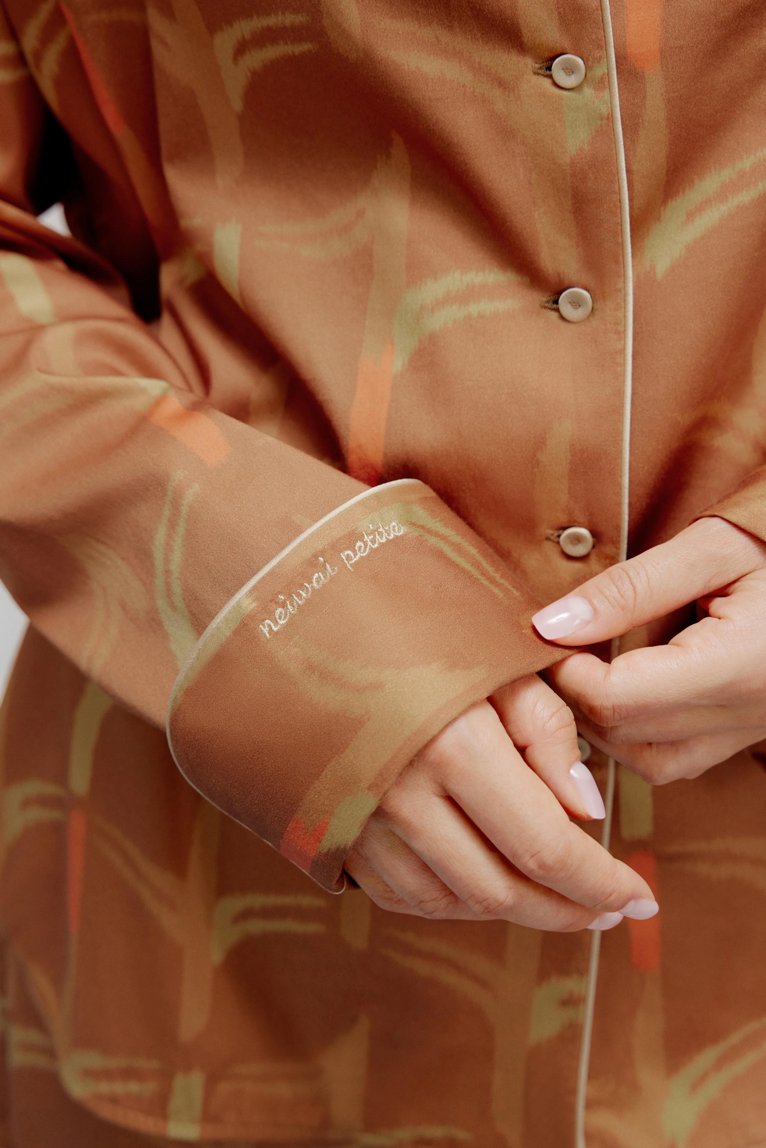 Flower Print Classic Embroidered Pajama Top - Image 5