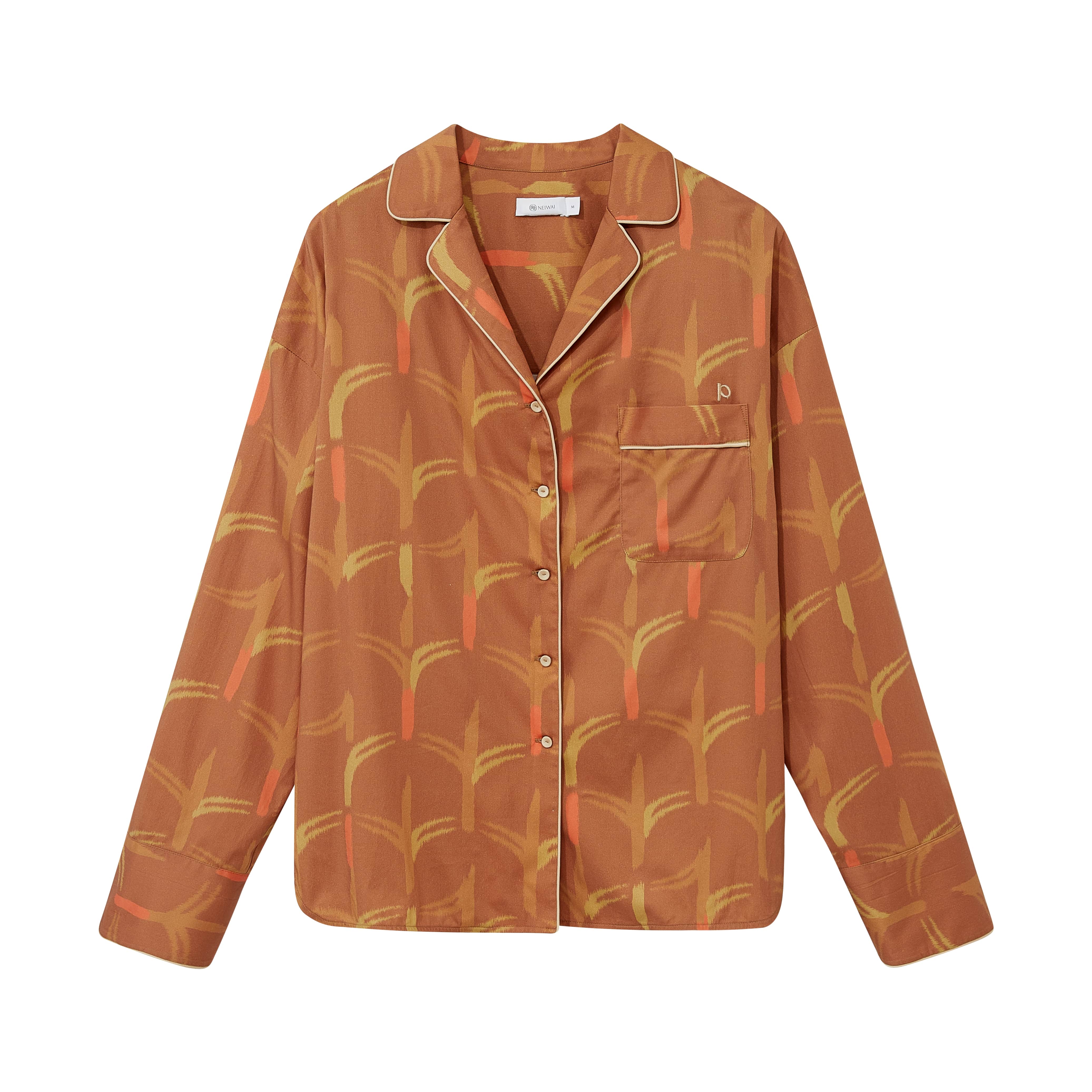 Flower Print Classic Embroidered Pajama Top - Image 7