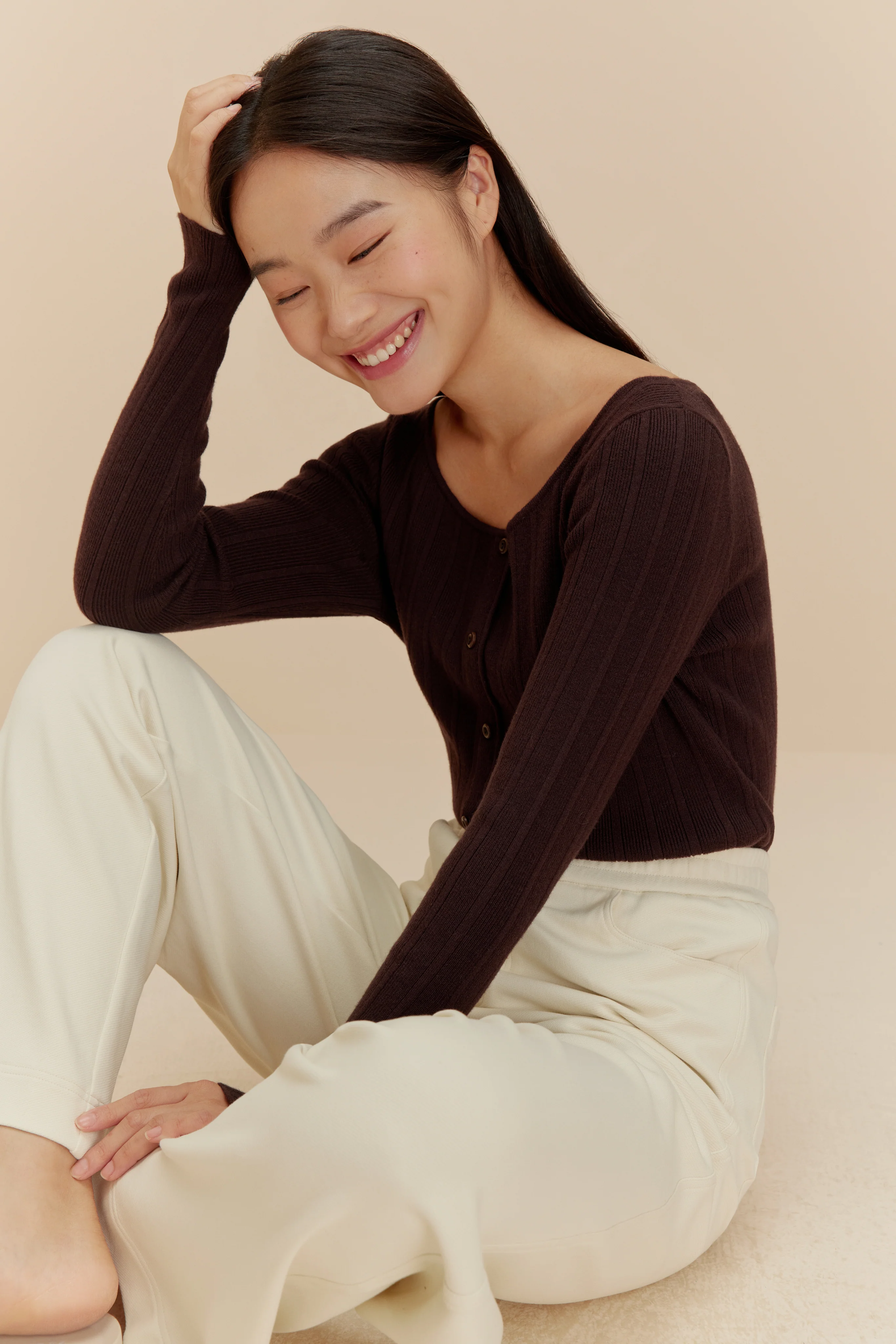 Knitted Ribbed Cardigan - Image 3