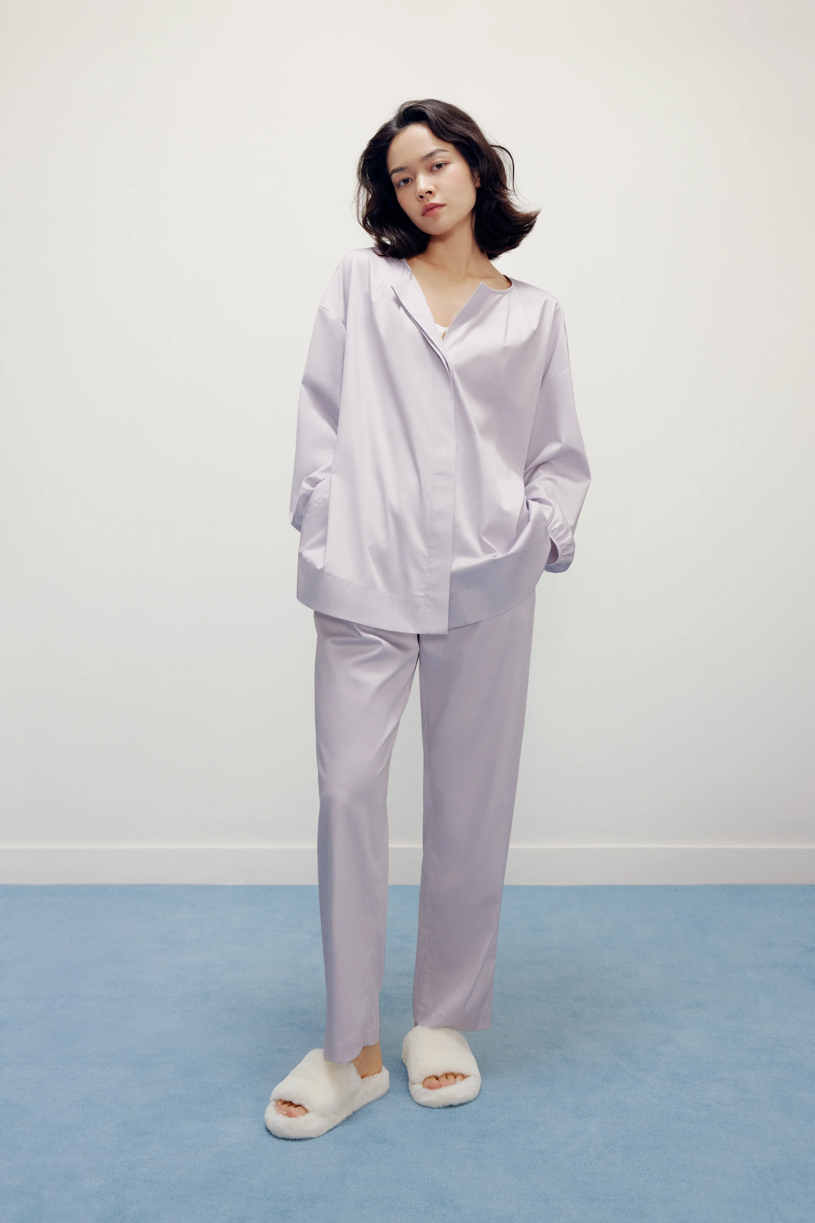 Ruched Collarless Pajama Top - Image 3
