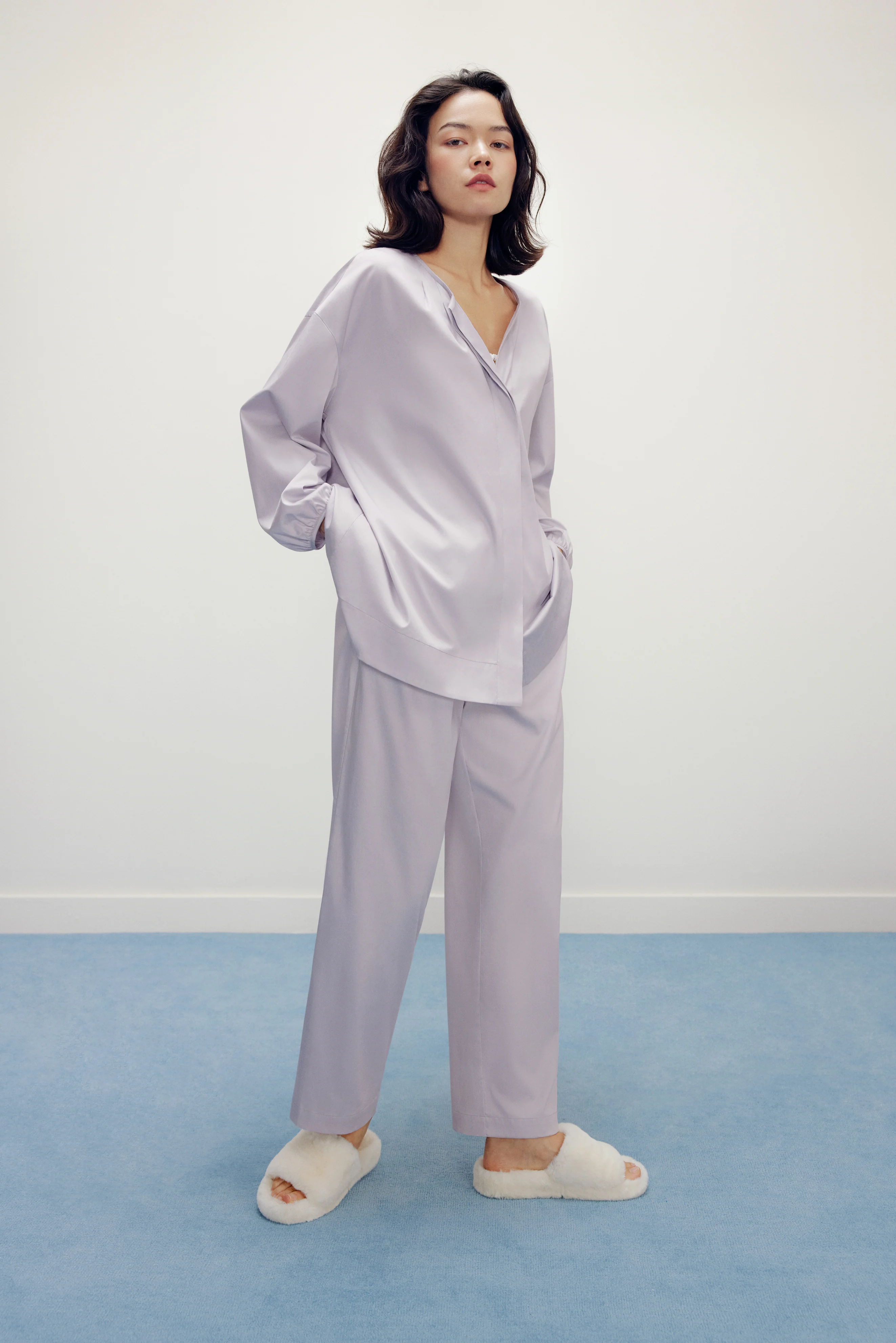 Ruched Collarless Pajama Top - Image 7